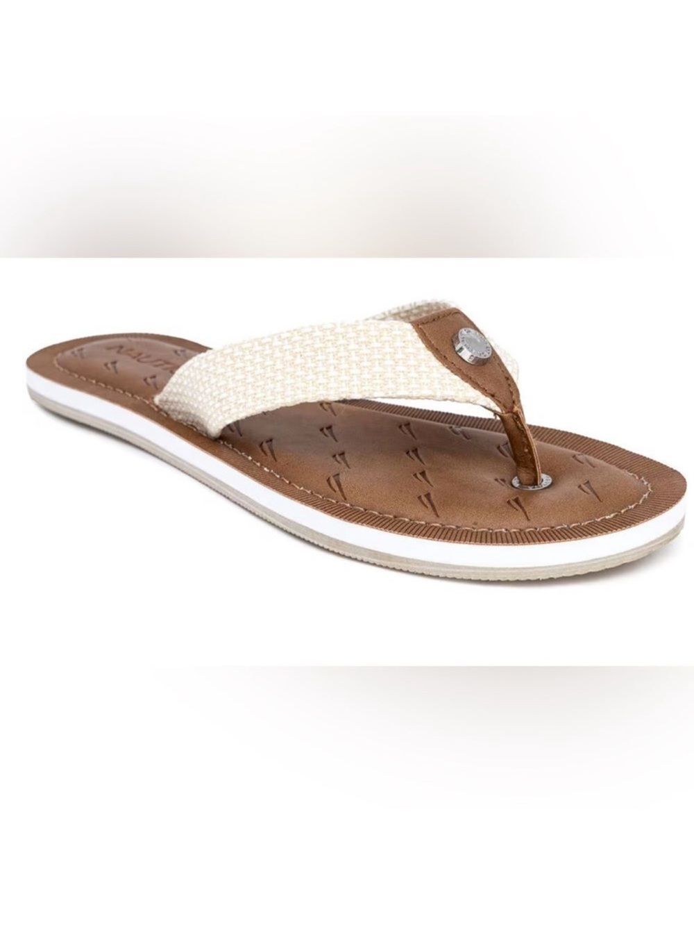 Nautica 10 Natural Brown Gulf Breeze Raffia Flip Flops